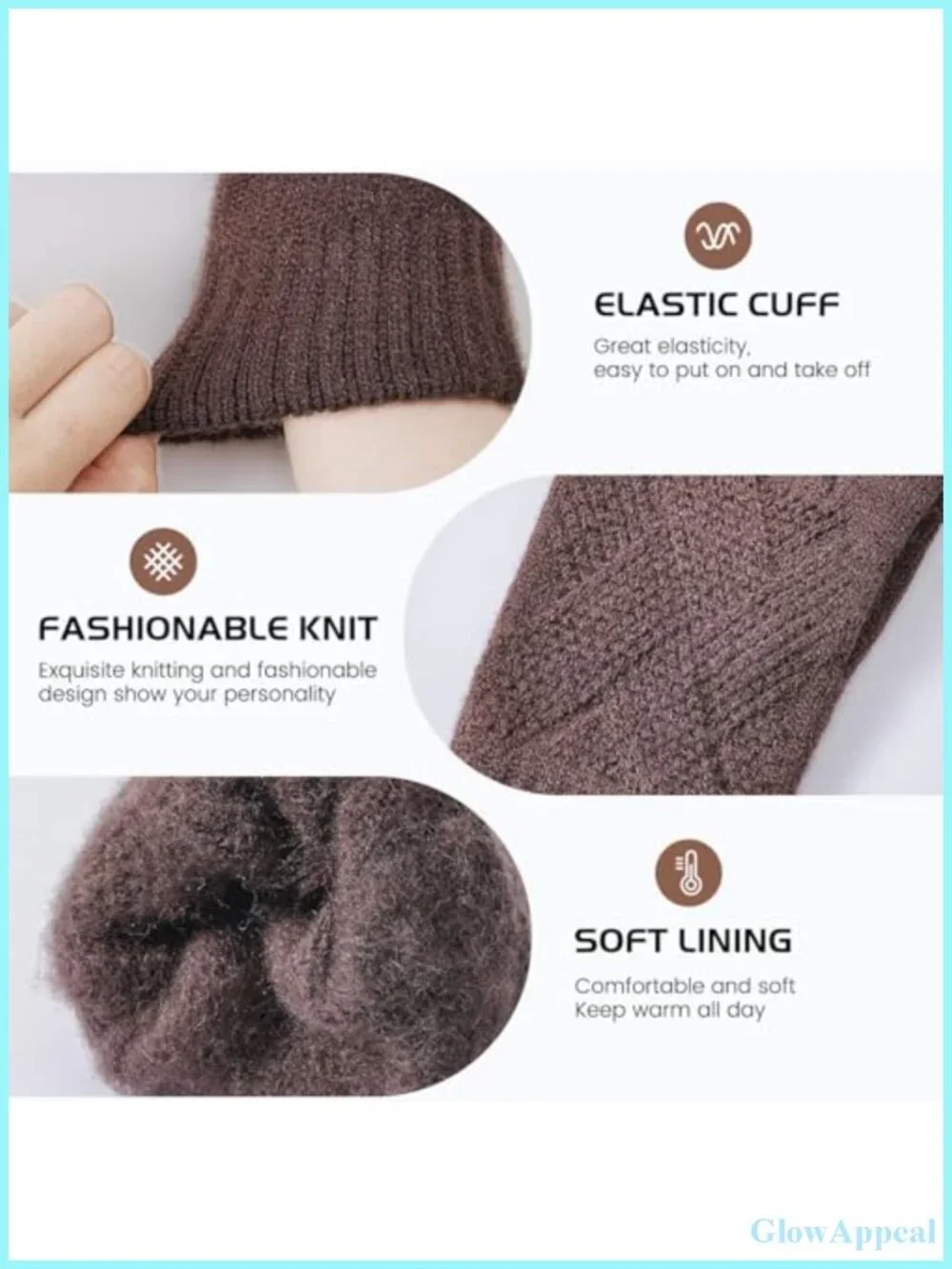 Women's Touchscreen Winter Gloves Fleece Lined Knit Elastic Cuff